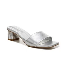 Franco Sarto Womens 6 M Silver Leather Cruella Block Heel Sandals NIB KA0