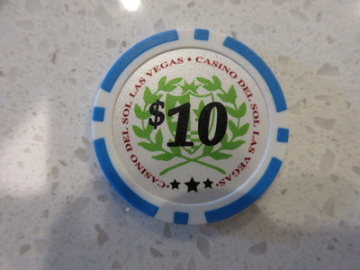 $10 Casino Del Sol Chip Las Vegas CYAN + FREE Mystery Bonus Poker Chip