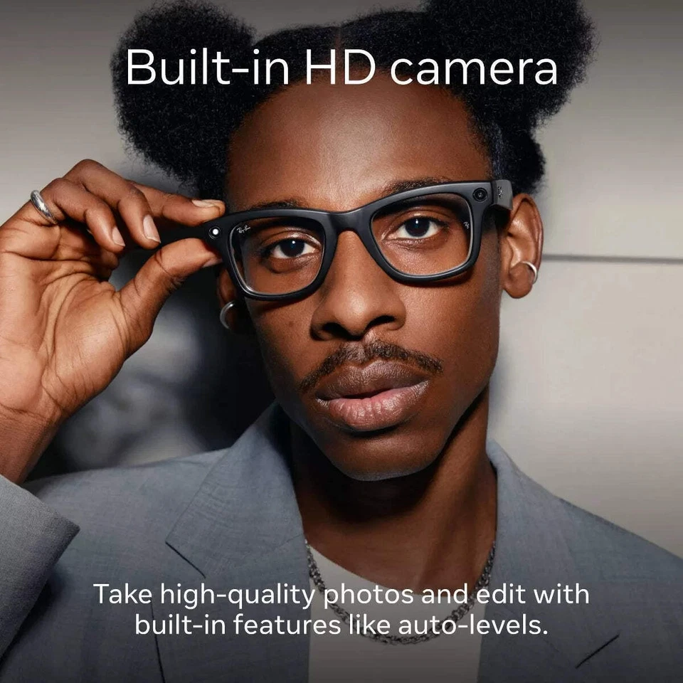 Ray-Ban Meta Wayfarer reacondicionado (Gen 1), negro brillante/claro, estándar, alto B Foto 3 de 4