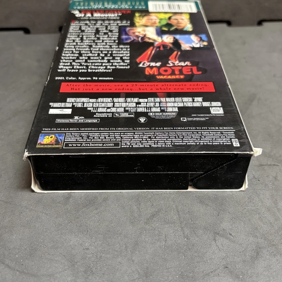 Joy Ride VHS Special Edition 2001 Paul Walker Steve Zahn Thriller - Imagem 3 de 4
