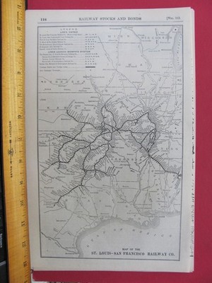 ST LOUIS SAN FRANCISCO RAILROAD MAY 1921 SYSTEM MAP ROUTE STATIONS CONNECTING RR