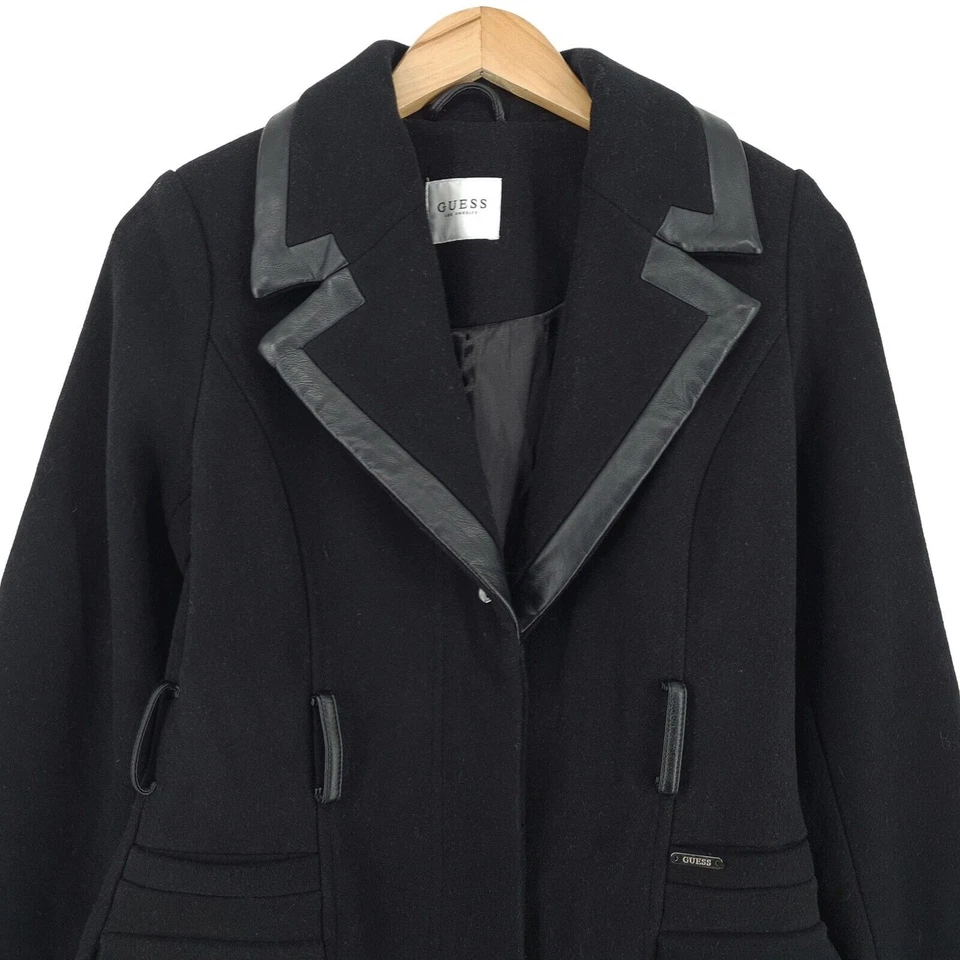 Abrigo Vintage Guess De Lana Negro Transpirable Para Damas Talla XS - Imagen 3 de 4