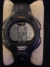 Timex Ironman Triathlon 30 Lap Digital Men  s Watch Black Grey New Battery