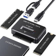 M.2 NVMe SATA SSD Enclosure, External Hard Drive Reader 10Gbps USB to Nvme Ad...