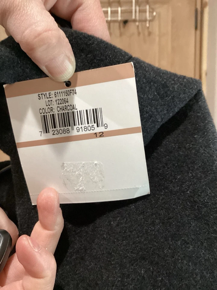 Anne Klein Women's Hooded Double-Breasted Maxi Coat Charcoal Size 12 NWT  - Image 4 of 4