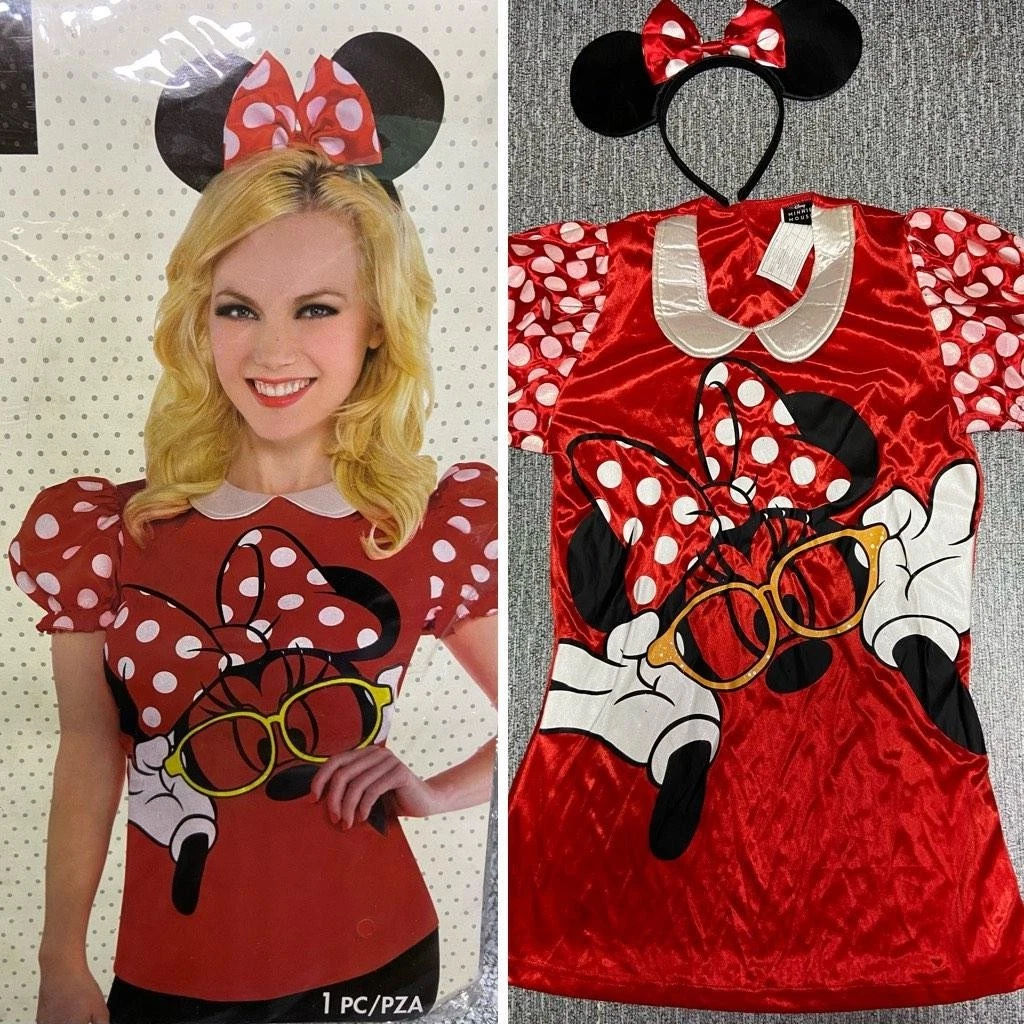 free size Women Adult Disney Mickey Mouse shirt Tshirt Top with headband