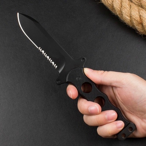 Black Straight Special Ops Knife Tactical Forces Combat Stabbing Military Army - Foto 9 di 16