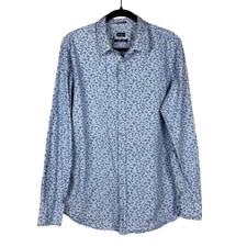 Paul Smith London Blue Floral Long Sleeve Dress Shirt Made in Italy Neck Size 17
