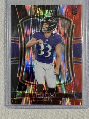 2025 Panini Select Tyler Loop Black and Red Prizm Shock Premier Ravens  