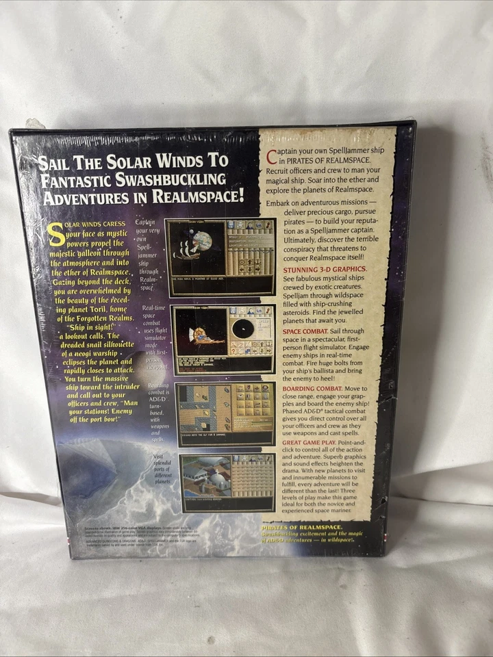 AD&D Spelljammer Pirates of Realmspace 5 1/4” Disk Big Box PC Game New Sealed - Image 3 of 4
