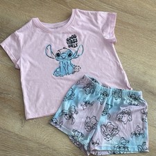 Disney Lilo  Stitch Girls Pajama Set Pink "Good Vibes Only" Size 6/6X