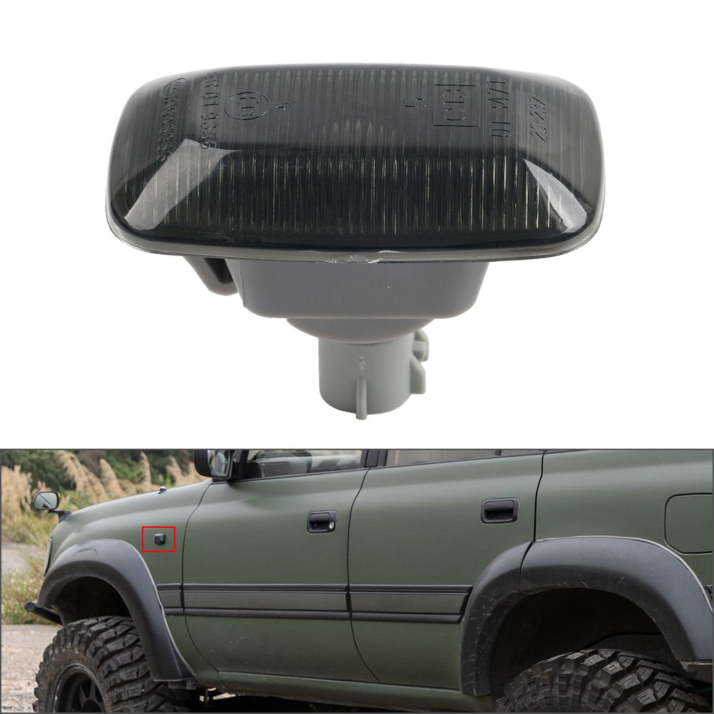 Black Lens Side Fender Marker Light For Toyota Land Cruiser 70 80