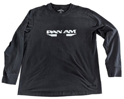 Pan Am Long Sleeve Shirt Large Black 60/40  Graphic Retro Logo - Free Shipping