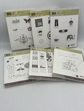 Lot of 6 Retired Stampin' Up Clear Mount Stamp Sets - Holidays, Birthday, Grill