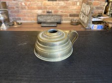 Small Antique Brass Oil Lamp Font With Tin Bottom, Made In USA, See Description