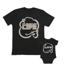 Dad and Baby Matching Outfits Clothes Full on Gas Meter Reading - I Love My Life