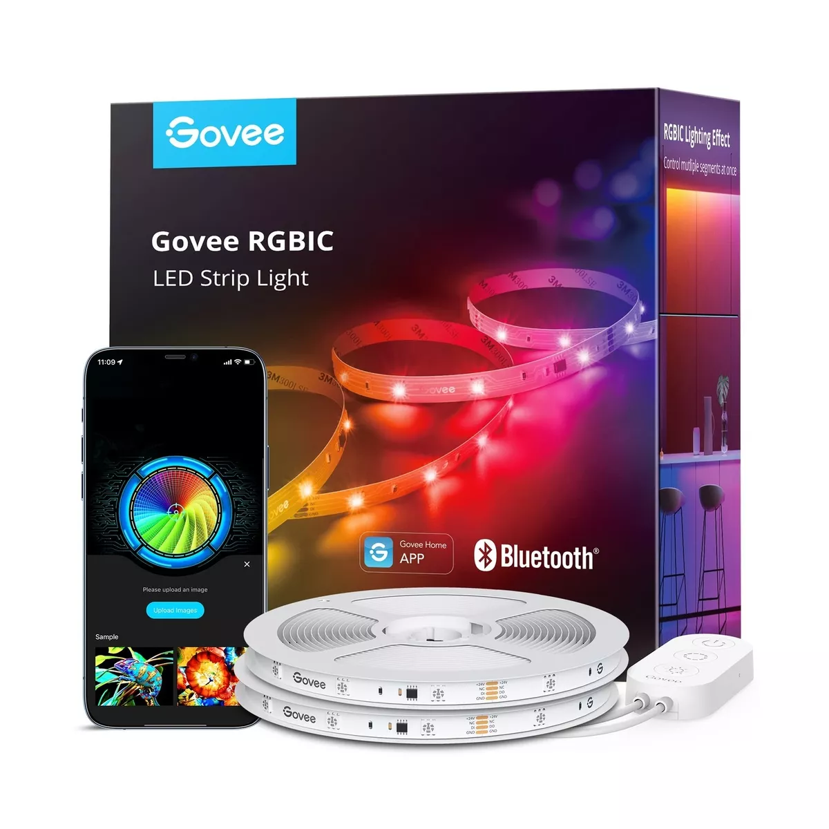 Govee RGBIC LED Strip Lights 65.6ft Smart LED Lights for Bedroom Bluetooth