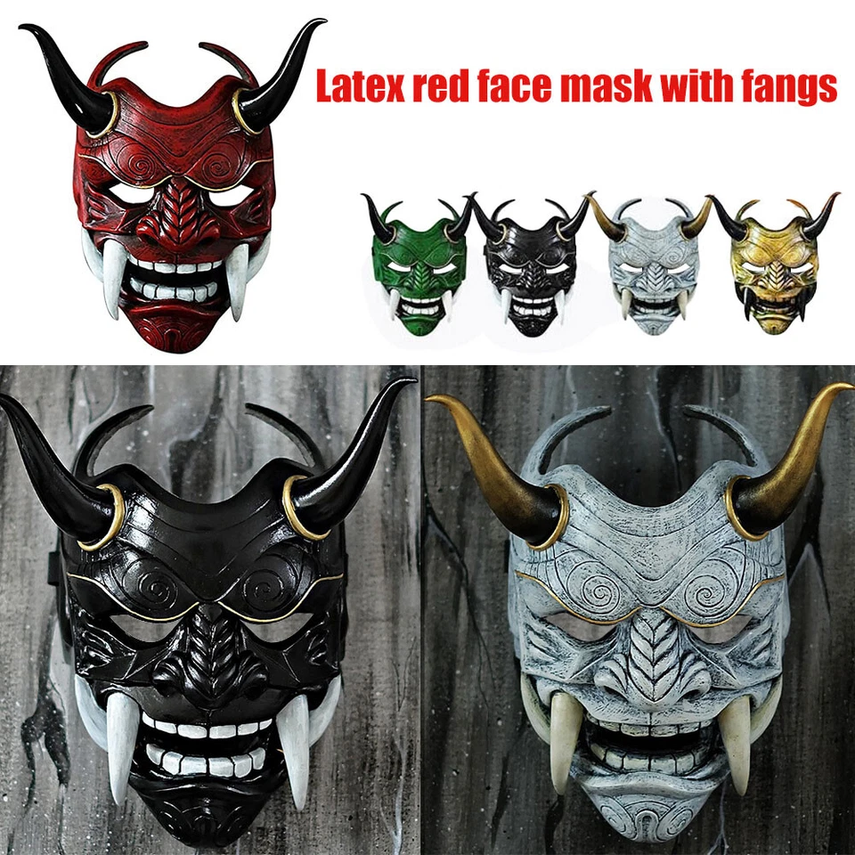 Japanische Hannya Maske Teufel Dämon Oni Samurai Prajna Latex Halloween Cosplay - Bild 3 von 4