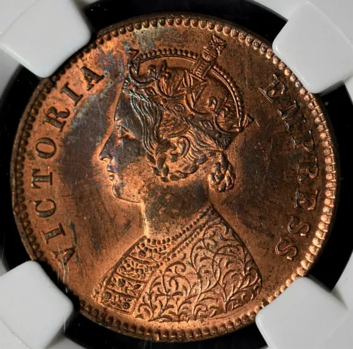 India British 1891(C) 1/4 Anna NGC MS63RB Certified