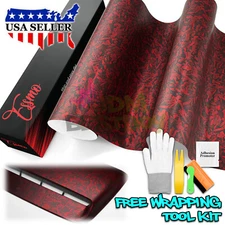 ESSMO PET Marble Forged Matte Carbon Fiber Red Car Vehicle Vinyl Wrap Decal