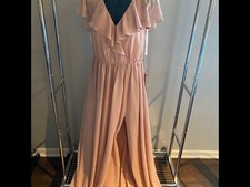 JJ's House  V-neck A-line chiffon dress size 6  PROM  BRIDESMAID  Dusty Rose