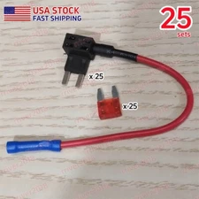 25 Sets Car Add-a-circuit Fuse Holder TAP Adapter 10A ATM/APM Mini Blade Fuse