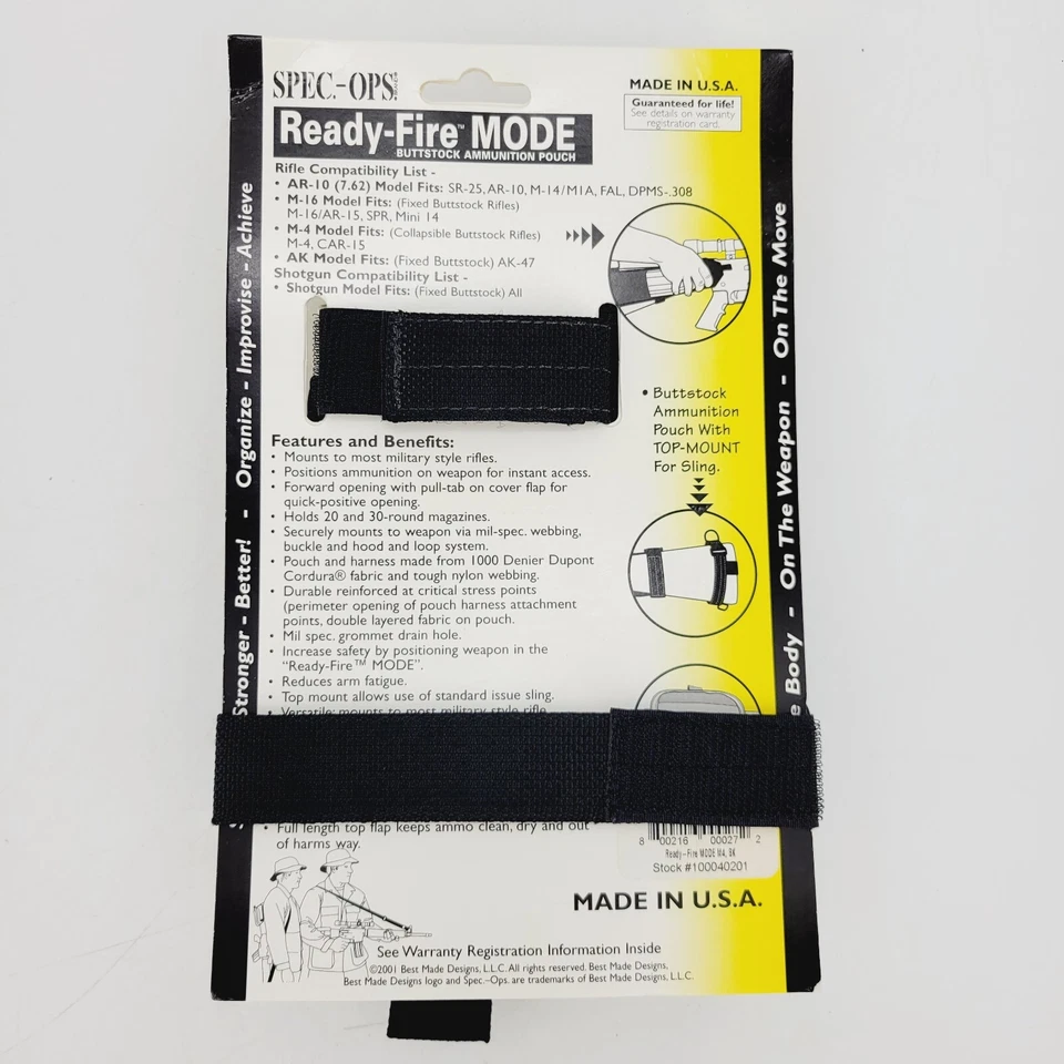 Spec-Ops Ready Fire Buttstock Ammunition Pouch Black Carbine Top Mount for Sling - Image 3 of 4