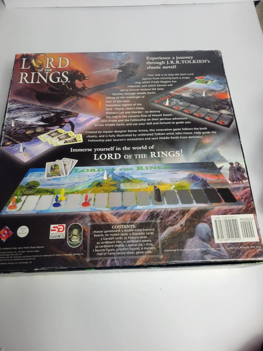 Lord Of The Rings Board Game Reiner Knizia Fantasy Flight Games