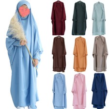 Muslim Kids Girls Burqa Overhead Khimar Caftan Islamic Kaftan Ramadan Eid Dress