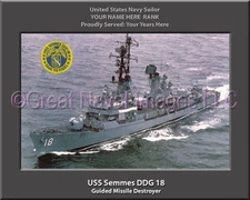 USS Semmes DDG 18 Personalized Canvas Ship Photo Print Navy Veteran Gift