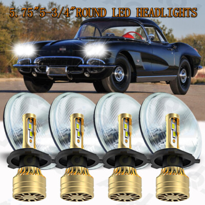 4PCS DOT 5 3/4'' 5.75'' LED Headlights Hi/Lo Beam for Chevrolet Corvette C1 C2 C3