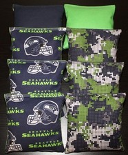 CORNHOLE BEAN BAGS made w Seattle SEAHAWKS Fabric 8 ACA Reg Toss Game Bags