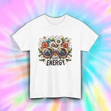 Good Energy Shirt Retro Hippie Flower Sunglasses Positive Vibes Tee S-5XL