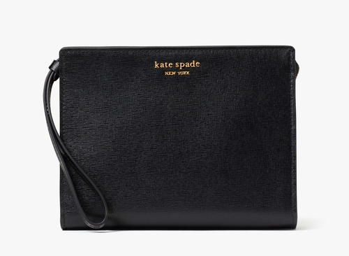 Kate Spade Morgan Gusseted Leather Wristlet Clutch ~NWT~ Black - Picture 1 of 3
