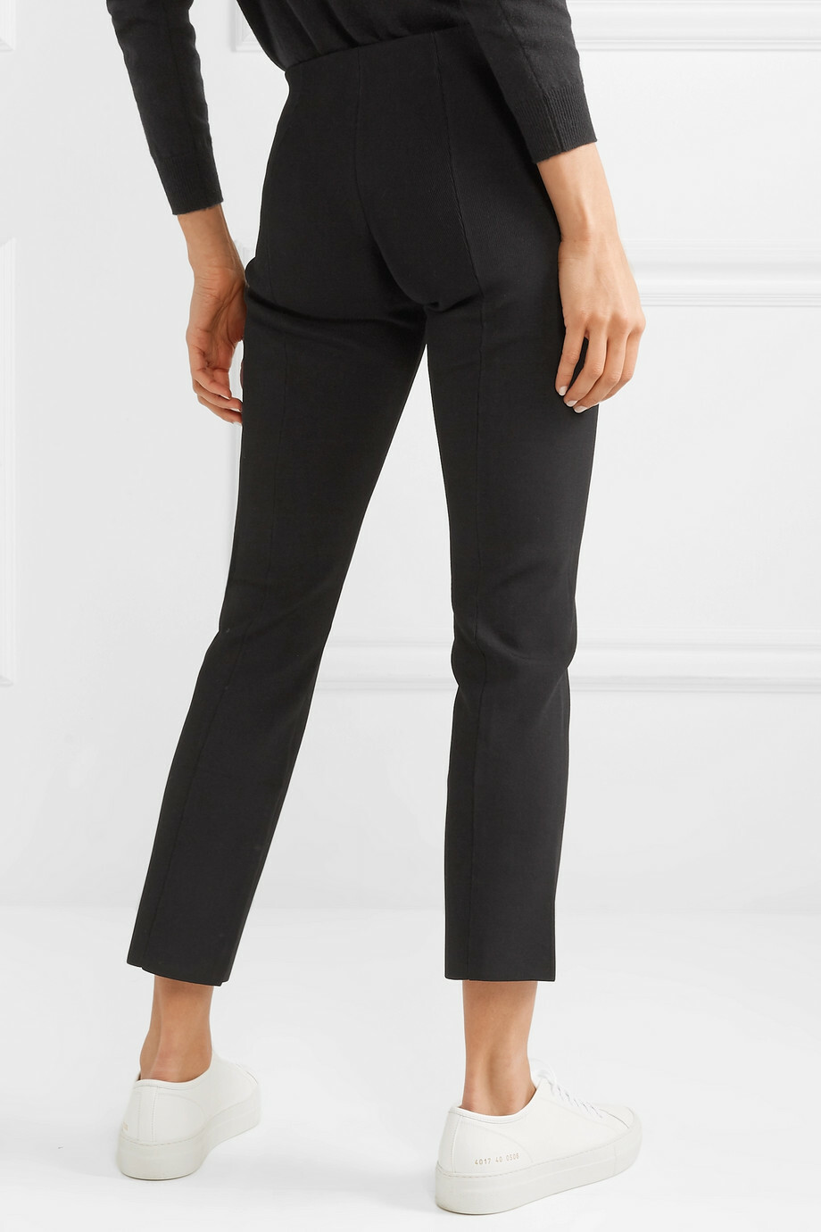 FILA Pantaloni neri nuovi con etichette $1850 The Row Thilde elasticizzati cady gamba dritta taglia XS