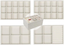 Set of 4 Stackable Jewelry Trays Organizer, Velvet Earring Organizer, Jewelry...