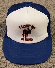 Vintage 1980 s I Lost My Ass In Reno Mesh Trucker Hat