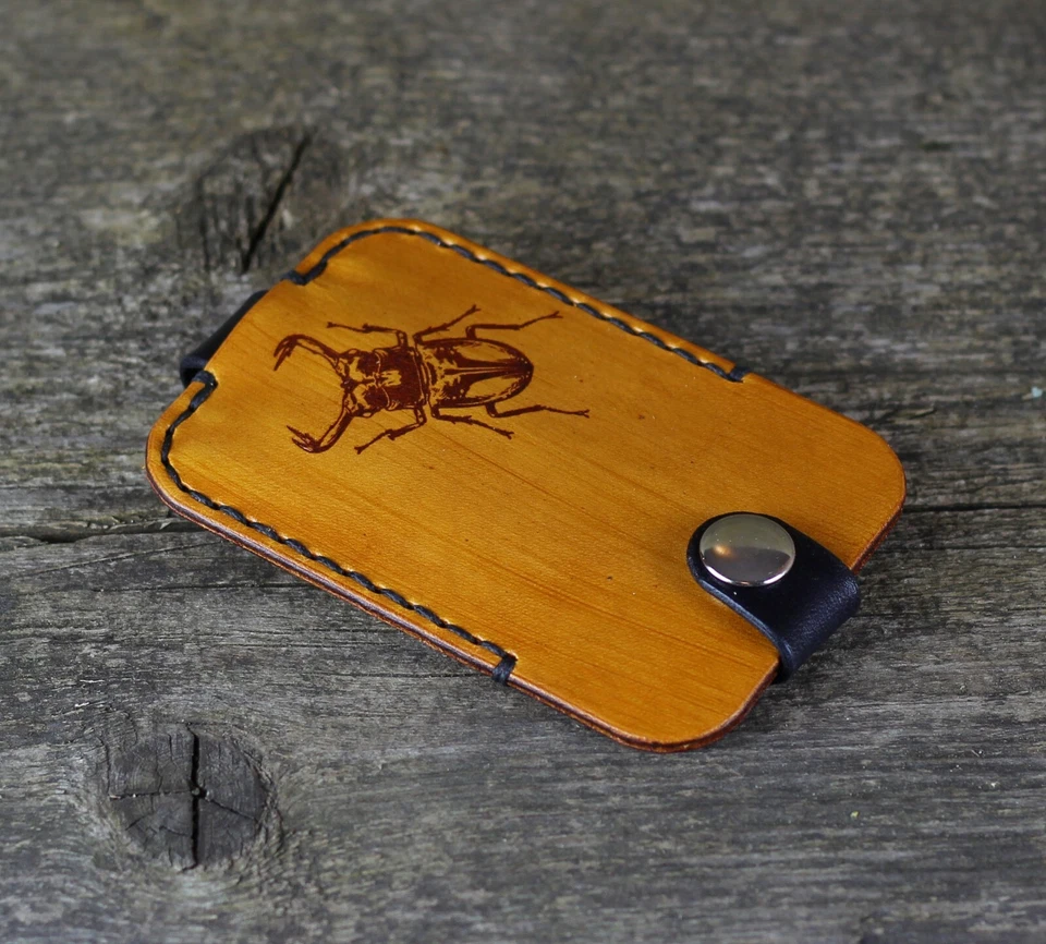 Bug - Llavero de cuero, estuche con llavero de plata, llavero bug. Foto 2 de 4