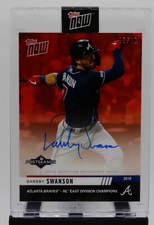 2019 Topps NOW Dansby Swanson Postseason Division Champs Auto Red #06/10 Braves