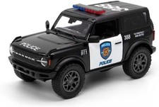 Kinsmart 5 2022 Ford Bronco Police Diecast Mode1 Car 134 Scale Black