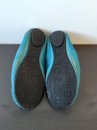 Chocolat Blu Cam2 Ballet Flats Sz 9 Leather Pleat Boho Teal Blue Sundance Shoes - Picture 6 of 7