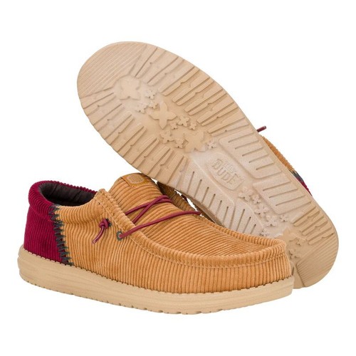 Hey Dude Wally Funk Corduroy Men's Casual Shoes, Tan/Burgundy, M10 - Picture 4 of 7