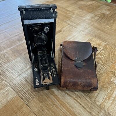 Eastman Kodak FOLDING AUTOGRAPHIC CAMERA ANTIQUE A-116 w/ Original Leather Case