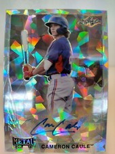 CAMERON CAULEY AUTO Silver Crystals 2021 Leaf Metal Draft Baseball Prizm Rangers