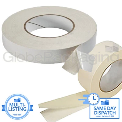 GLOBE STRONG DOUBLE SIDED TAPE CLEAR STICKY DIY CRAFTS ADHESIVE 12mm 25mm & 50mm x 50M