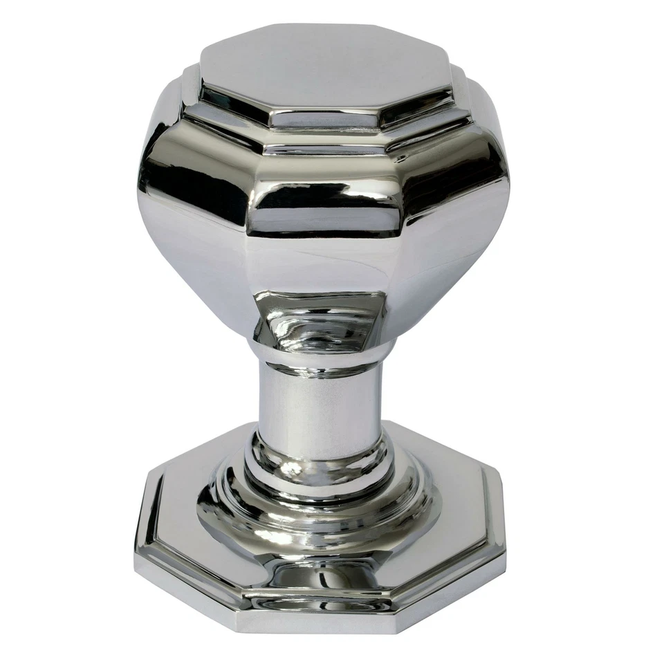 Octagonal Centre Pull Door Knob Solid Brass Heavy Duty 60 or 66mm 2.36/2.6" Dia. - Image 3 of 4