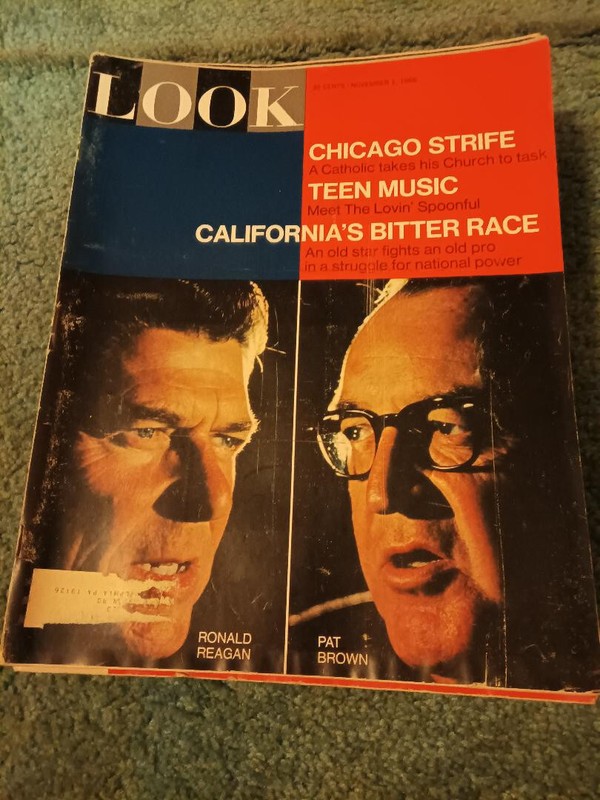 Vintage-LOOK MAGAZINE-Ronald Reagan & Pat Brown (November 1966)
