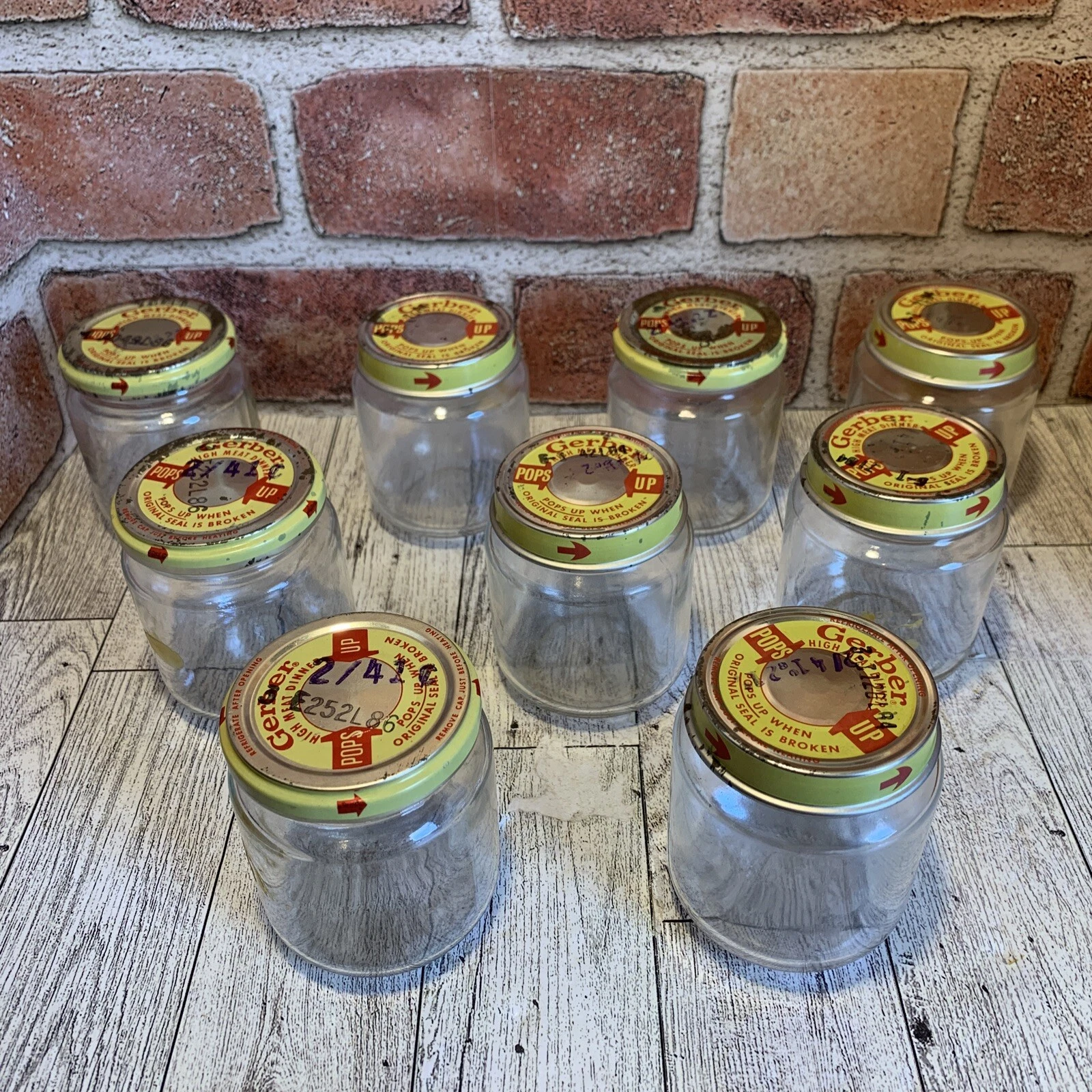 Vintage GERBER 1960s/70s Lot Of 9 Baby Food Jars w/ Lid 2 3/4” Gerber Jars
Opens in a new window or 