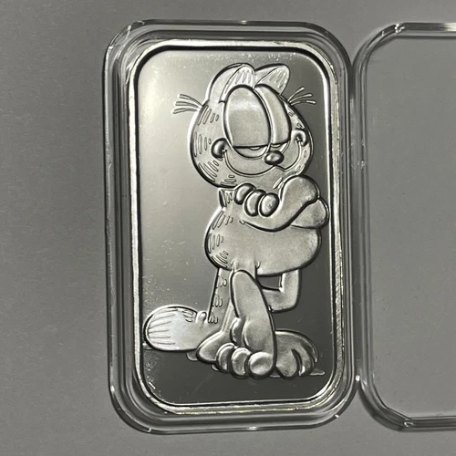 Rare Garfield Cool Cat Collector Bar 1 Troy Oz .999 Fine Silver￼ Ingot Medal 999