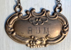 Vintage WALLACE ORNATE STERLING SILVER “RUM” LIQUOR BOTTLE LABEL